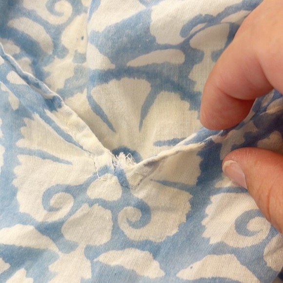 Oliphant Lightweight Tunic Top Dress Coverup Vneck Dusty Blue Aqua White Size M - Picture 9 of 9